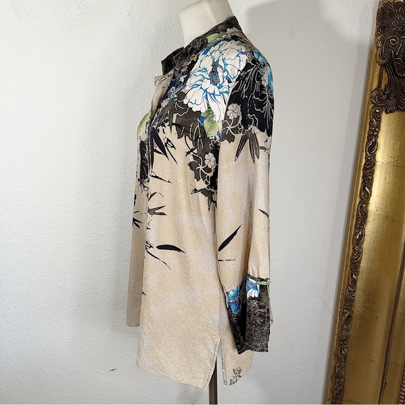 Citron Santa Monica Silk Blouse Shirt Top in Floral Print Size Large - Picture 5 of 11